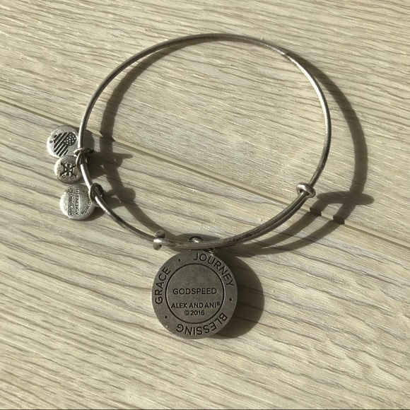 Alex and Ani Silver Godspeed Charm Bangle Bracelet - Picture 4 of 6